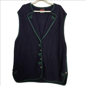 Vintage Arber Strickmoden Navy Wool Heart‎ Vest